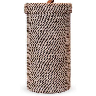 Porte-papier hygiénique sur pied en coton et en jute fait à la main avec rangement, style rustique naturel, pour 3 rouleaux