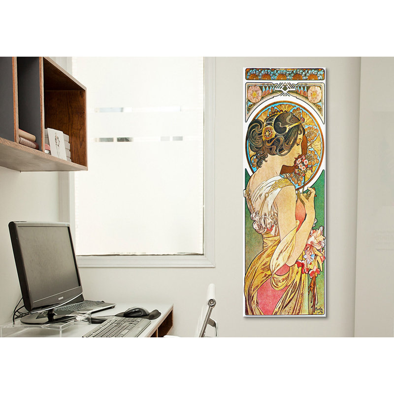 " Polyanthus, 1899 " by Alphonse Mucha, 36" H x 12" W x 1.5" D