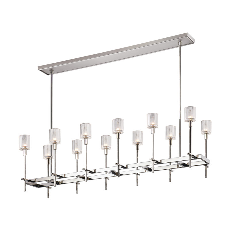 Salita 12 - Light Pendant, Polished Nickel, Clear Crystal
