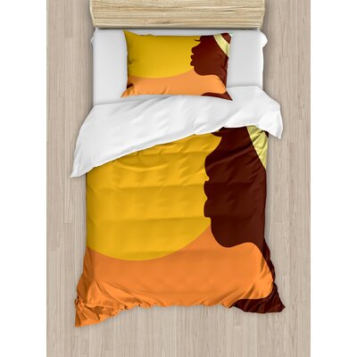 African Pretty Face Profile Abstract Sunset Calm Evening Duvet Cover Set -  Ambesonne, nev_36771_twin