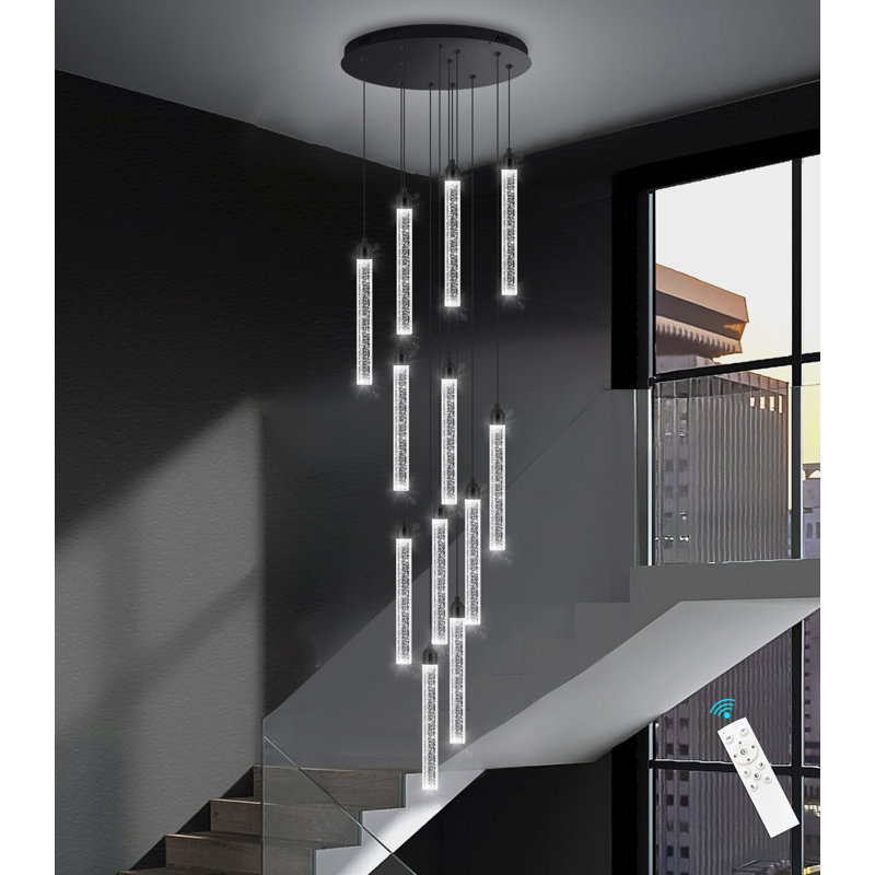 Lustre à niveaux 12 lumières DEL Matildia, Black