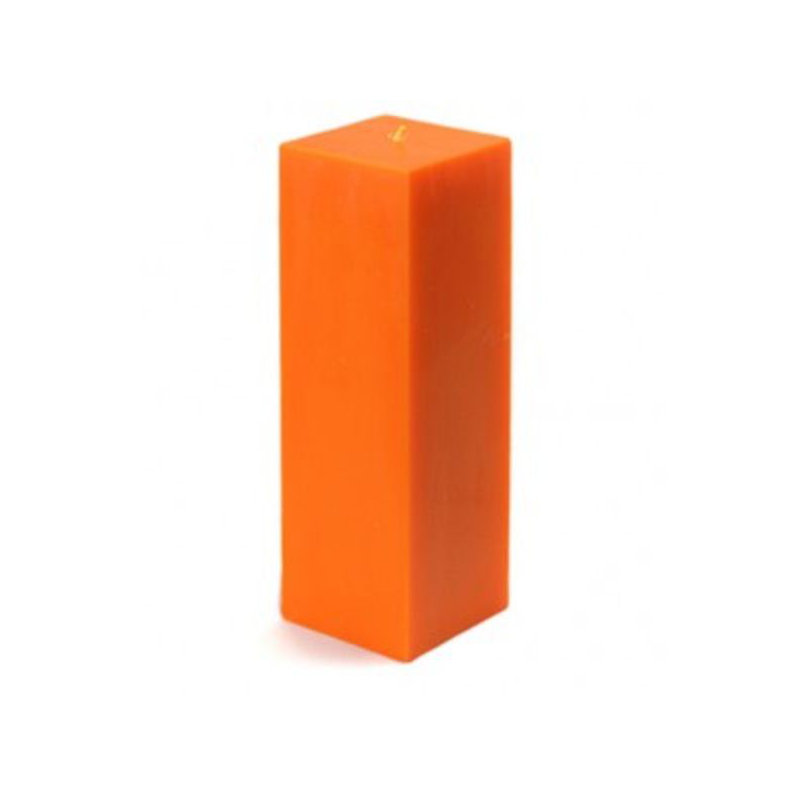 Square Pillar Candle, Set of 12, Orange, 9" H x 3" W x 3" D