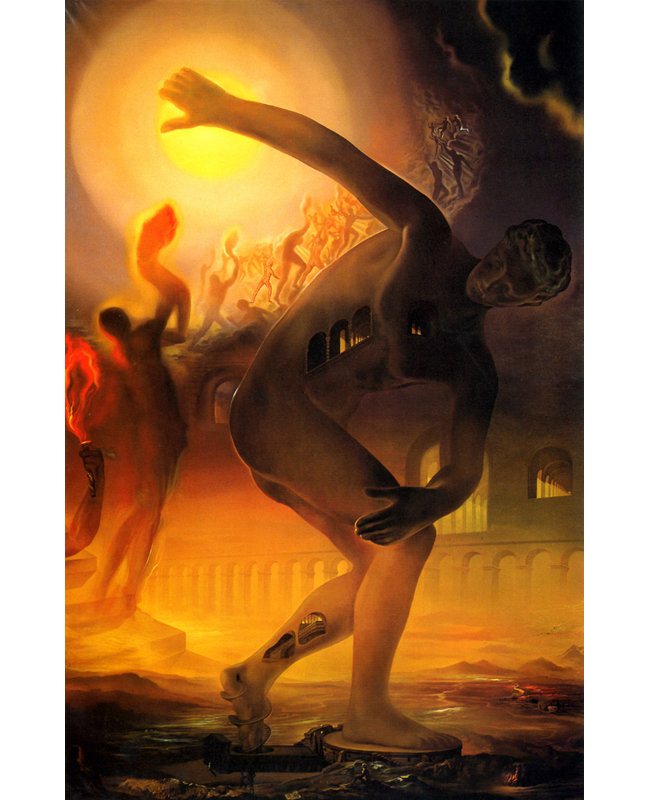 Toile tendue avec toile Cosmic Athlete par Salvador Dali, H 48 po x l 33 po