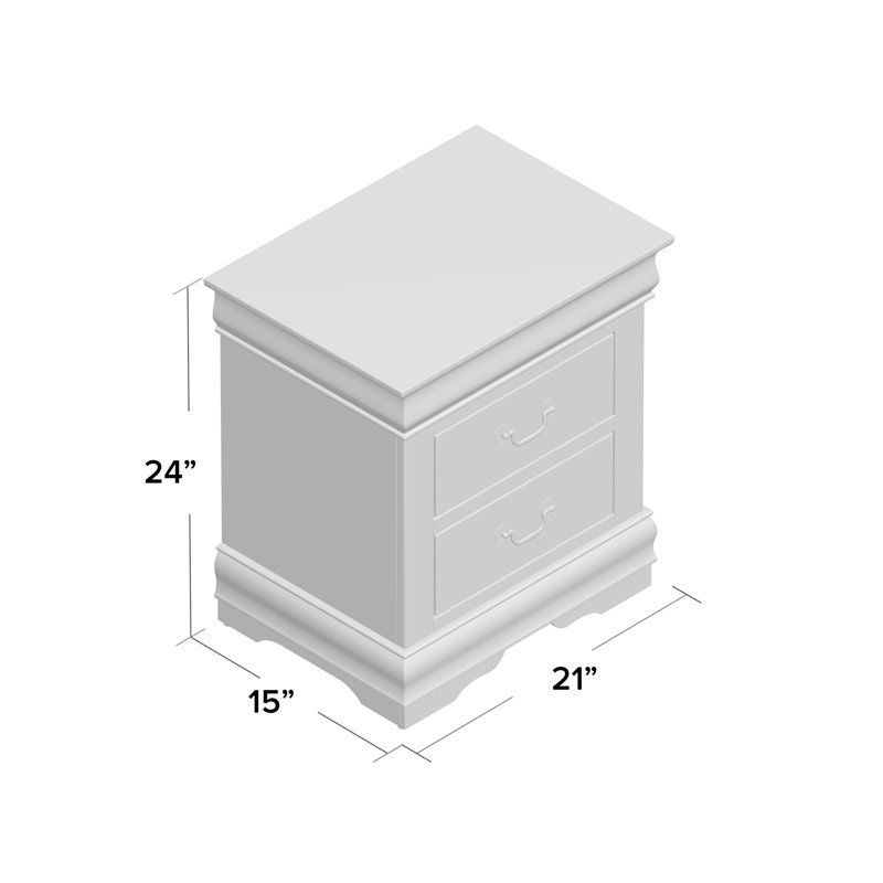 Gosford 2-Drawer Nightstand,Night Stand,End Table,Side Table 14" x 13" x 5" (Front)• Inner 11" x 12" x 4"H, Black