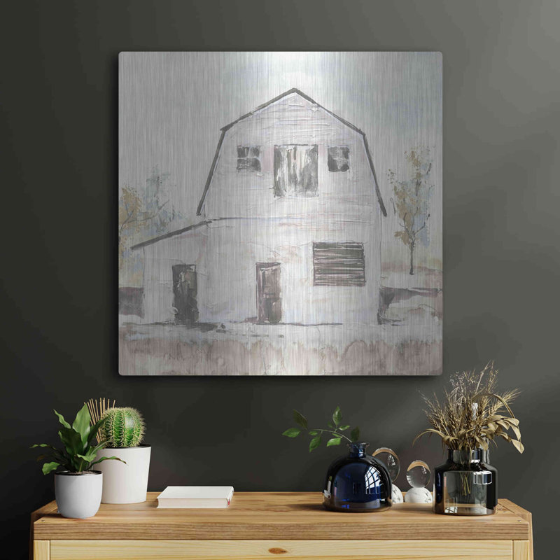 «White Barn VI» par Chris Paschke, August Grove®, art mural en métal, 36 po x 36 po, H 24 po x l 24 po