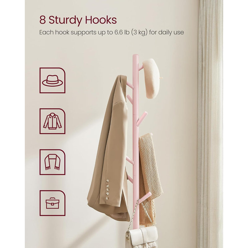 Solid wood hanger, independent tree shaped hanger, 8 hooks