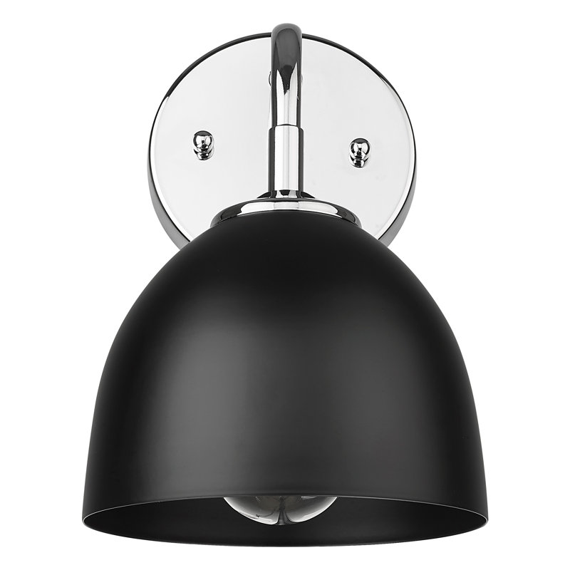 Zoey 1-Light Wall Sconce in Chrome with Matte Black, Matte Black
