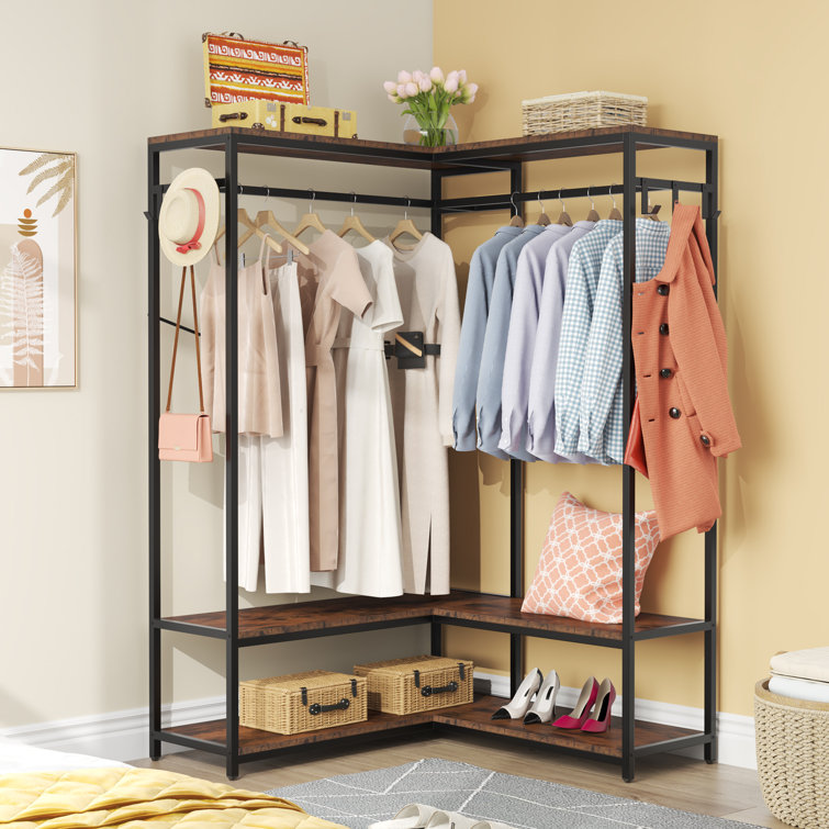 17 Stories Benco 86 Tall Freestanding Closet Clothes Shelf