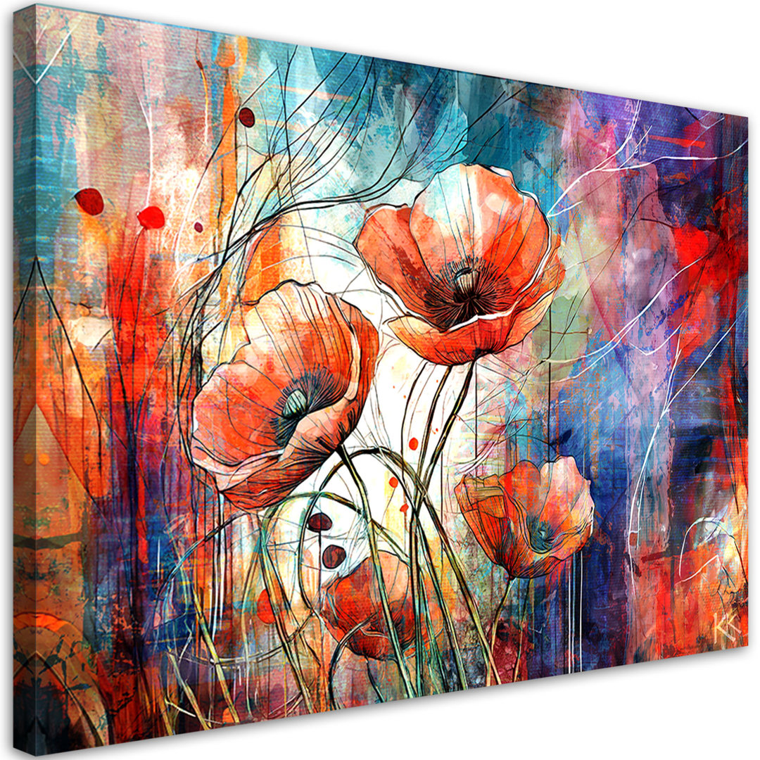 Leinwanddruck, Abstrakte Mohnblumen - Wrapped Canvas Print