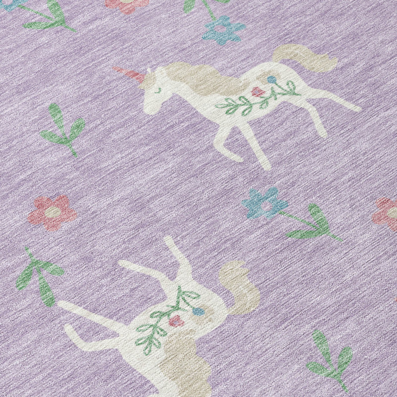 Tapis intérieur / extérieur lavable à la machine pour enfants ACN2657, 8' x 10', Lavande