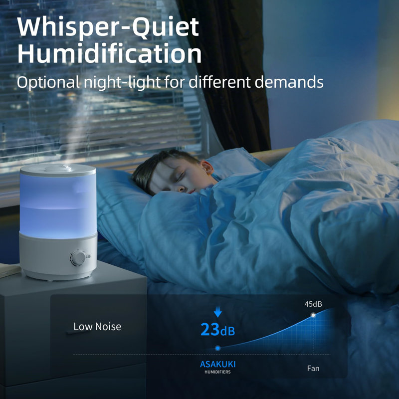 White 3L Cool Mist Humidifier with Oil Diffuser and Night Light