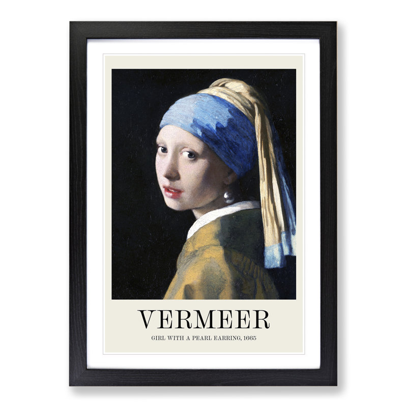 Girl With A Pearl Earring by Johannes Vermeer Framed Print, 65cm H x 48cm W x 2cm D, Black Framed
