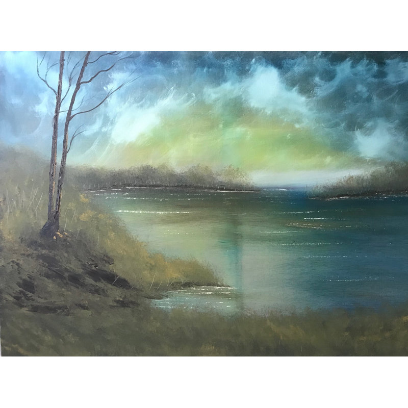 Paysage par Alicia Lopez - Peinture, H 24 po x l 32 po, Toile tendue