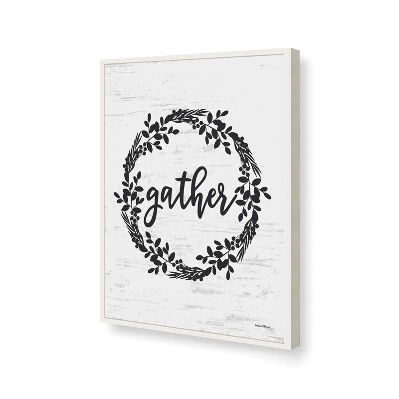 «Gather Wreath» par Art graphique, L 12 po x H 16 po, Impression encadrée, Blanc