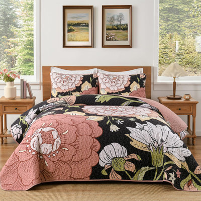 Ensemble de courtepointe 3 pièces Floral Botanical Boho Farmhouse