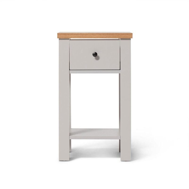 Maryhannah 35cm W Manufactured Wood Bedside Table, Stone Grey