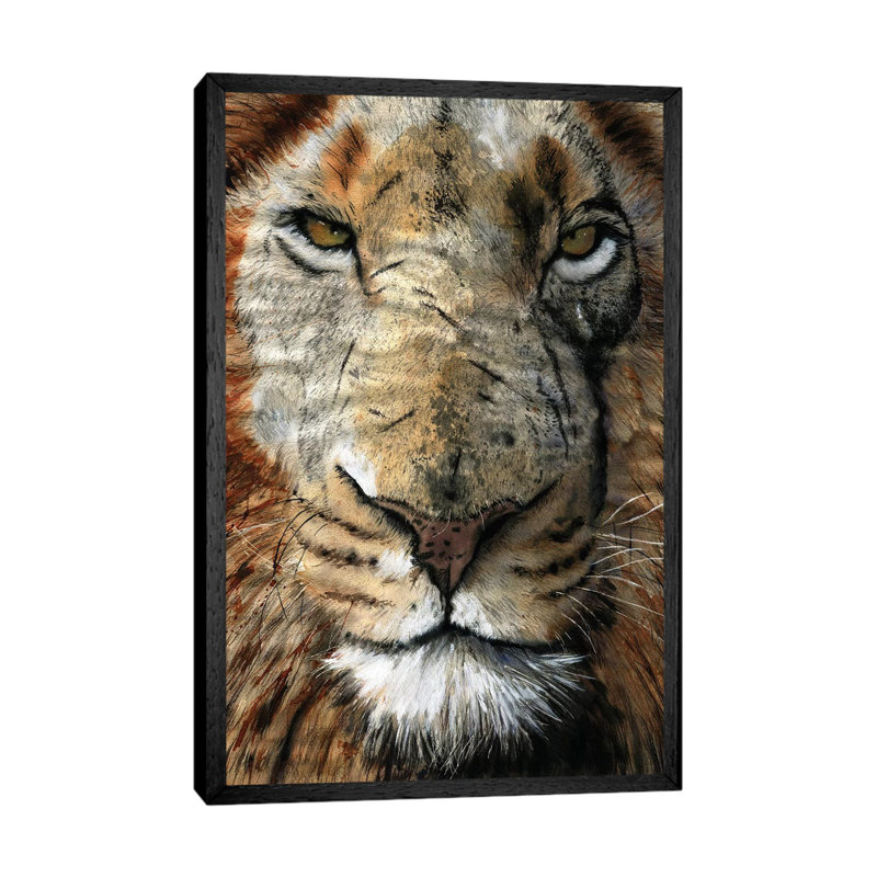 Lion Scars 1 Piece Painting on Canvas, 66.04 cm H x 45.72 cm W, Black Framed