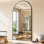 Très grand miroir de plancher arqué en métal pleine longueur avec support, miroir mural ou incliné pour chambre à coucher, salle de gym à domicile, salon, entrée
