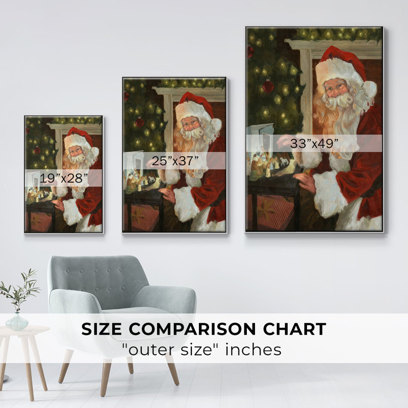 Saint Nick et la Nativité, reproduction d'art sur toile, H 25 po x l 17 po x P 1,5 po, Cadre flottant blanc