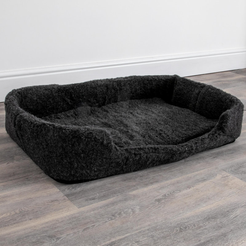 Azaiah Fleece Pet Bed, Black, 15cm H x 90cm W x 60cm D