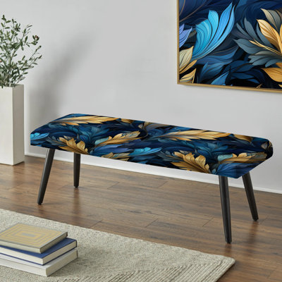 Feuille verte et jaune Harmony - Banc rembourré floral noir