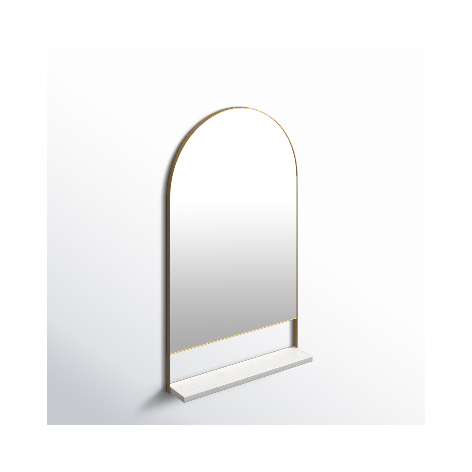 Cielo Arch Mirror with Shelves, 34" x 20", Gold/White