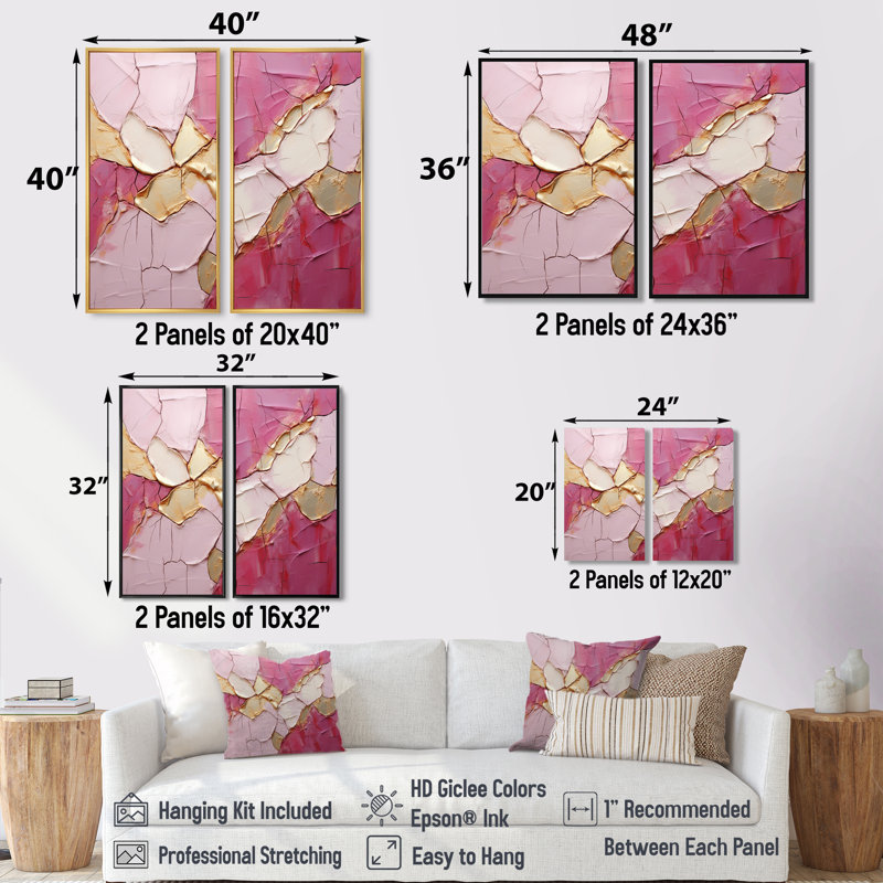 Art mural sur toile en or rose, H 36 po x l 48 po, Impression encadrée flottante, Noir