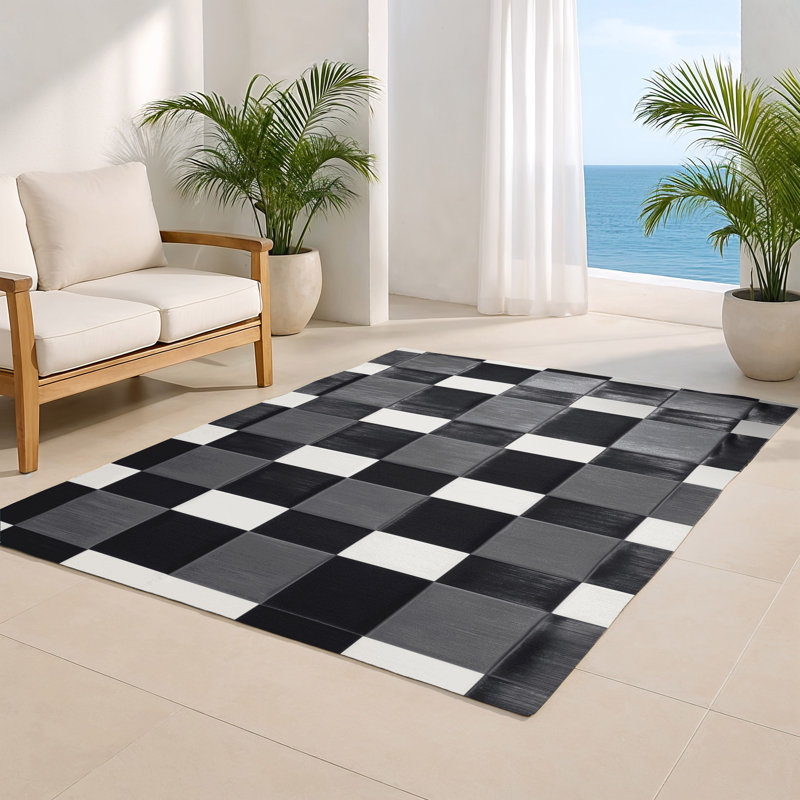 Tapis d'intérieur et d'extérieur à carreaux gris, Rectangle 4pi x 6 pi