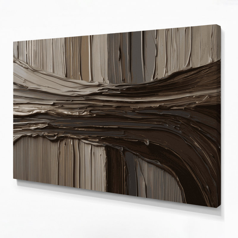 Art mural horizontal sur toile brun brun rayé horizontal, H 12 po x l 18 po
