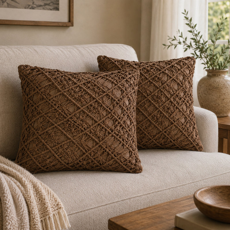 Chipperfield Square Cushion, Coffee
