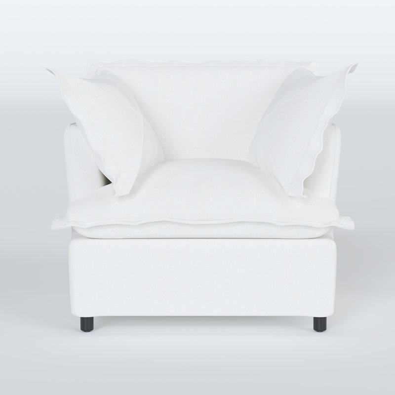 Fauteuil surdimensionné 38 po avec accoudoirs, Mélange de polyester blanc