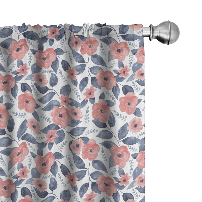 Panneau coulissant floral semi-diaphane avec passe-tringle, 28 po x 84 po