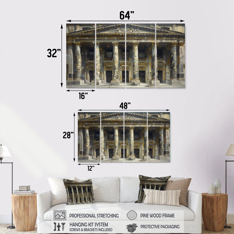 Or gris architecturale Marvel Banks - ensemble de reproductions d'art mural Banks, H 28 po x l 48 po