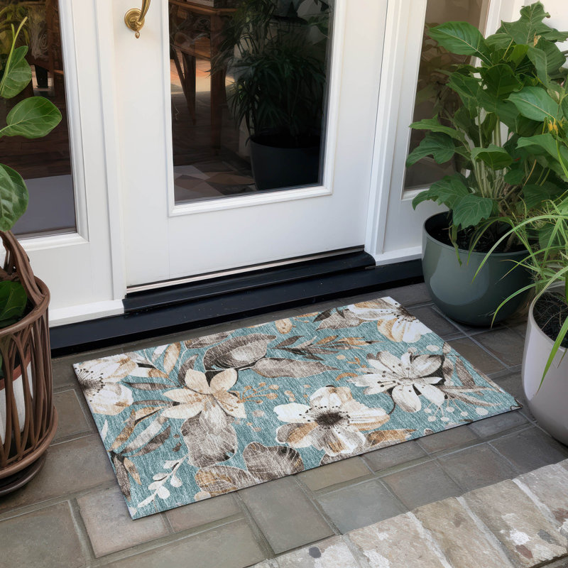 Machine Washable Indoor/Outdoor Millner ACN2260 Floral Rug, Rectangle 1 pi 8 po x 2 pi 6 po
