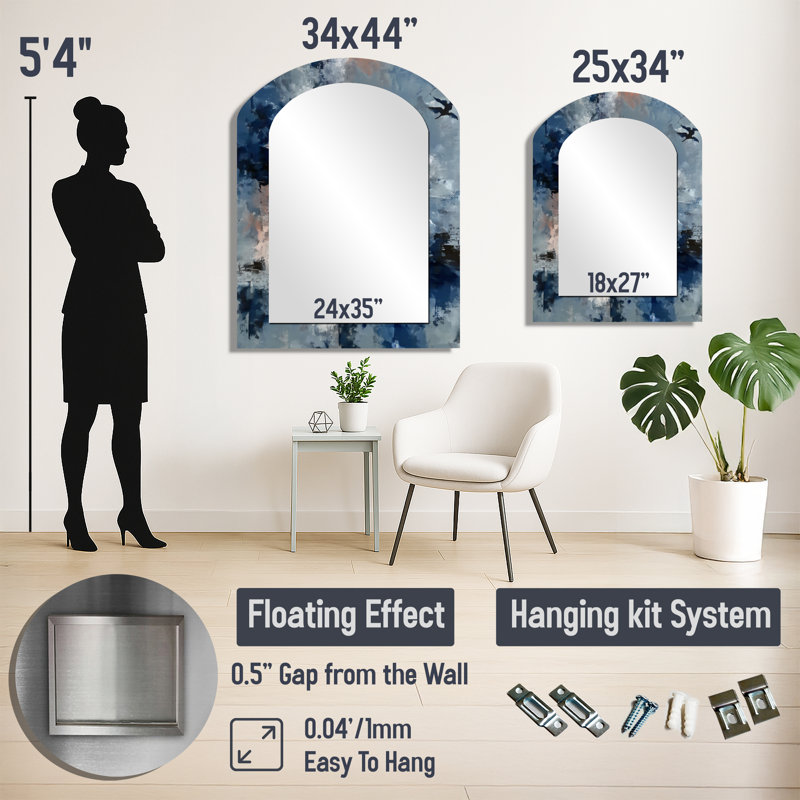 Miroir mural Glam - Blue White, 43" x 33"