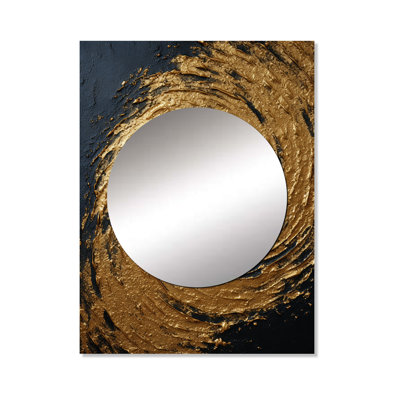 Gold and black abstract spiral smphony - Abstract Spirals Wall Mirror, Gold Decorative Mirror, Printed Metal Art