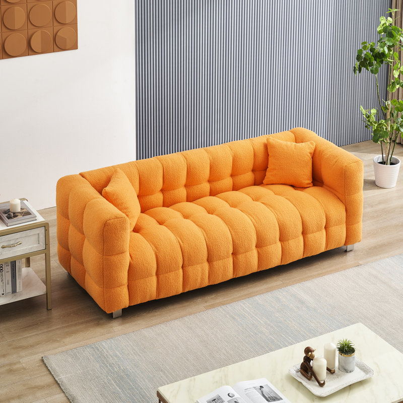 80 pouces orange pour le salon et la chambre à coucher, 3 avec molleton, 2 coussins, pied en métal robuste, expérience de luxe ergonomique et chambre à coucher - support robuste