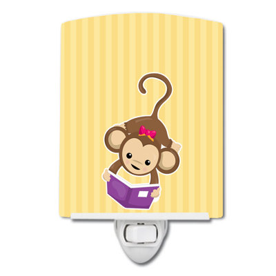 Monkey Reading Ceramic Night Light
