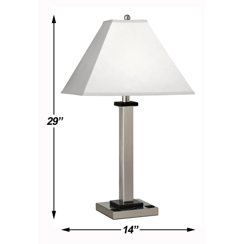 Ensemble de lampe de table carrée 29 po avec douille Gunmetal, Argent