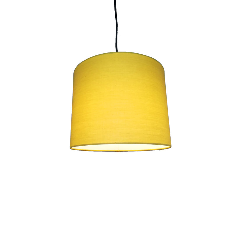 Cylinder Shades Drum Cotton Pendant Shade ( Screw On ), 20.2cm H x 25.5cm W x 25.5cm D, Mustard