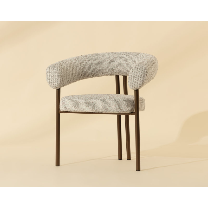 Oniva Upholstered Arm Chair, Noah Ecru, Antique Bronze