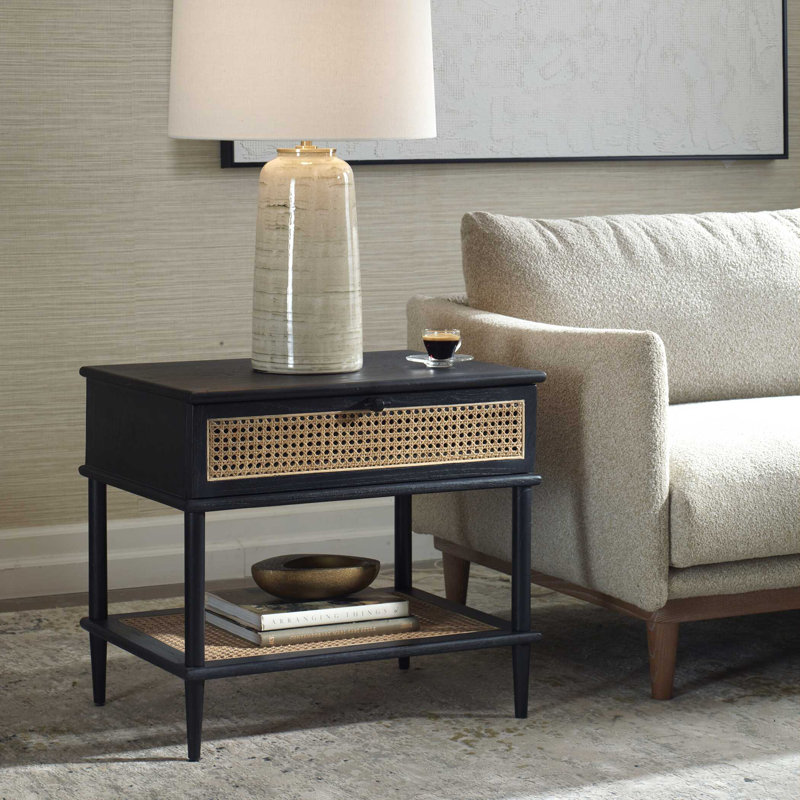 Table d'appoint en rotin noir Uttermost Coast, Noir