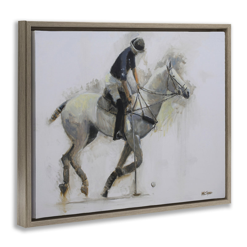 Cadre flottant Polo Rider in Motion, conception de Jadei, H 17 po x l 21 po, Montalcino orme flottant encadré