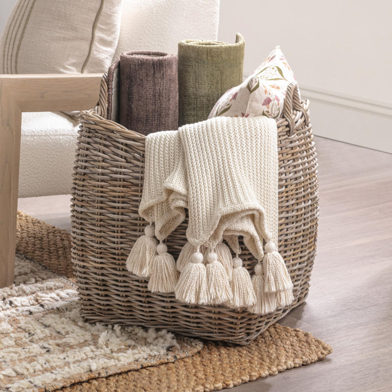 Panier haut gris en rotin Kubu