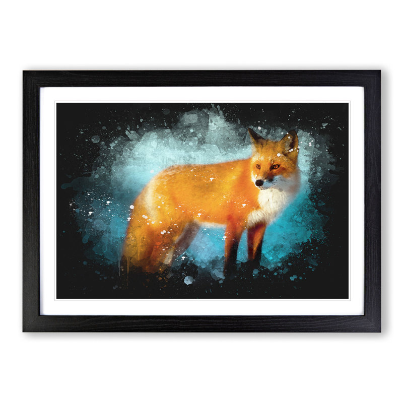 Red Fox Vol.3 - Picture Frame Painting, 65cm H x 90cm W x 2cm D, Black Framed