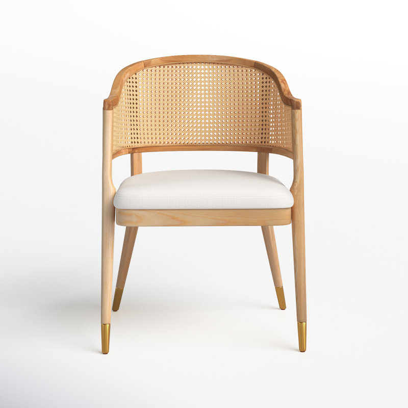 Godfrey Cane Back Arm Chair, Natural/Gold