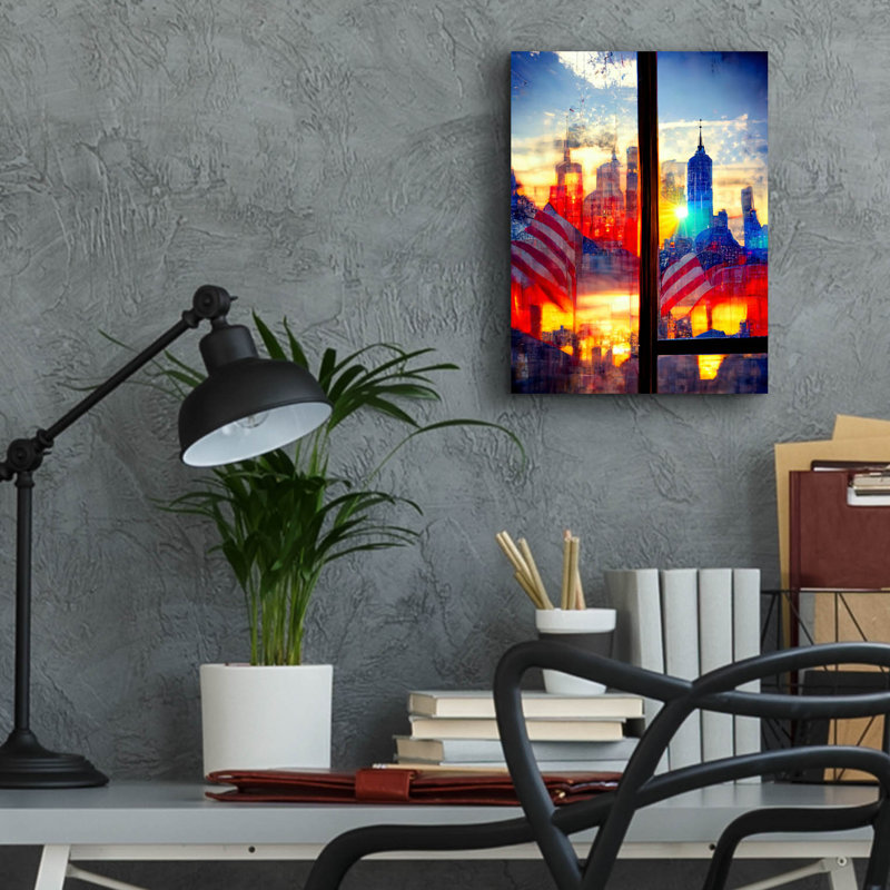 «New York 2» par Ray Heere, art en verre acrylique Wal, H 16 po x l 12 po x P 0,13 po