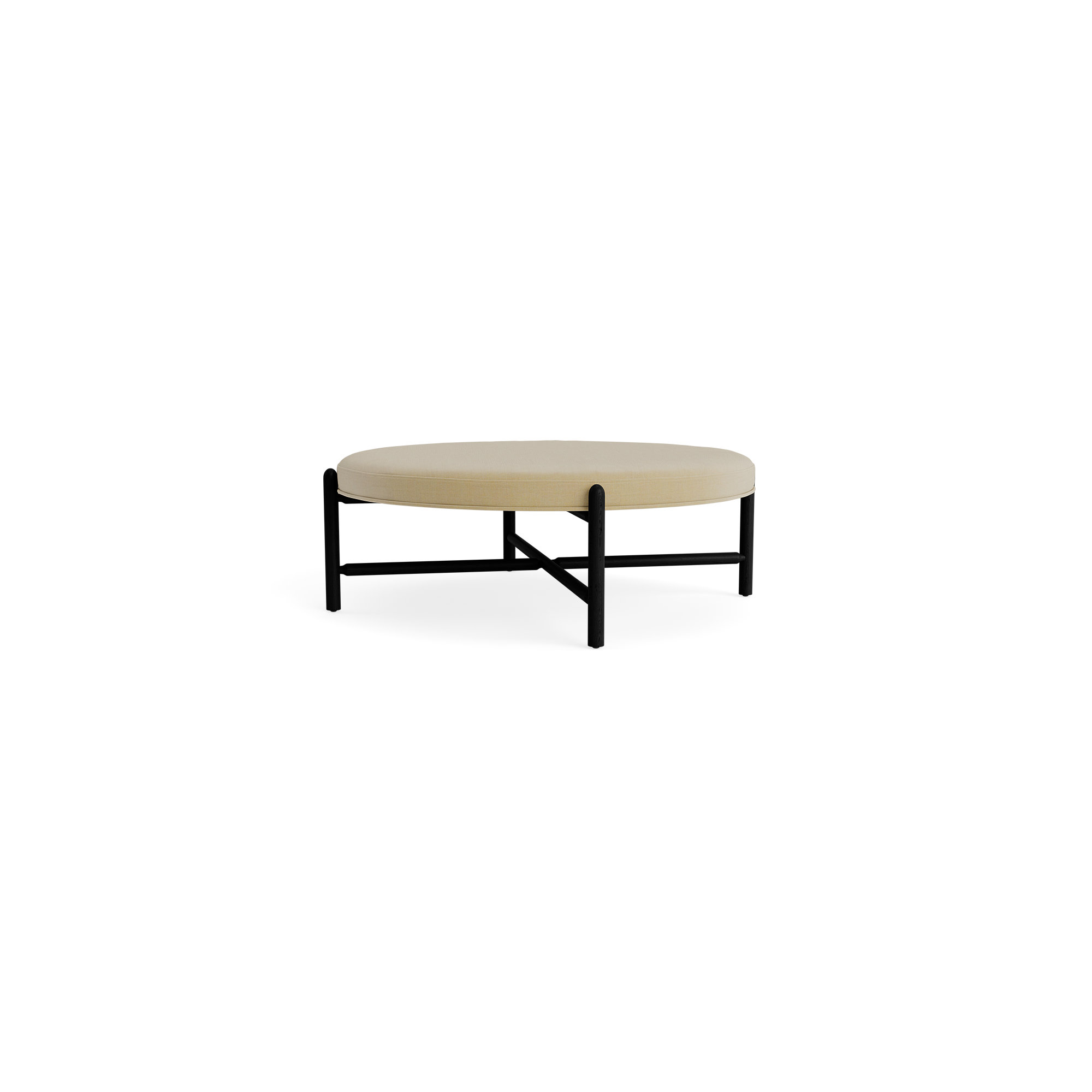 Vane 48" Round Ottoman, Black, Khaki