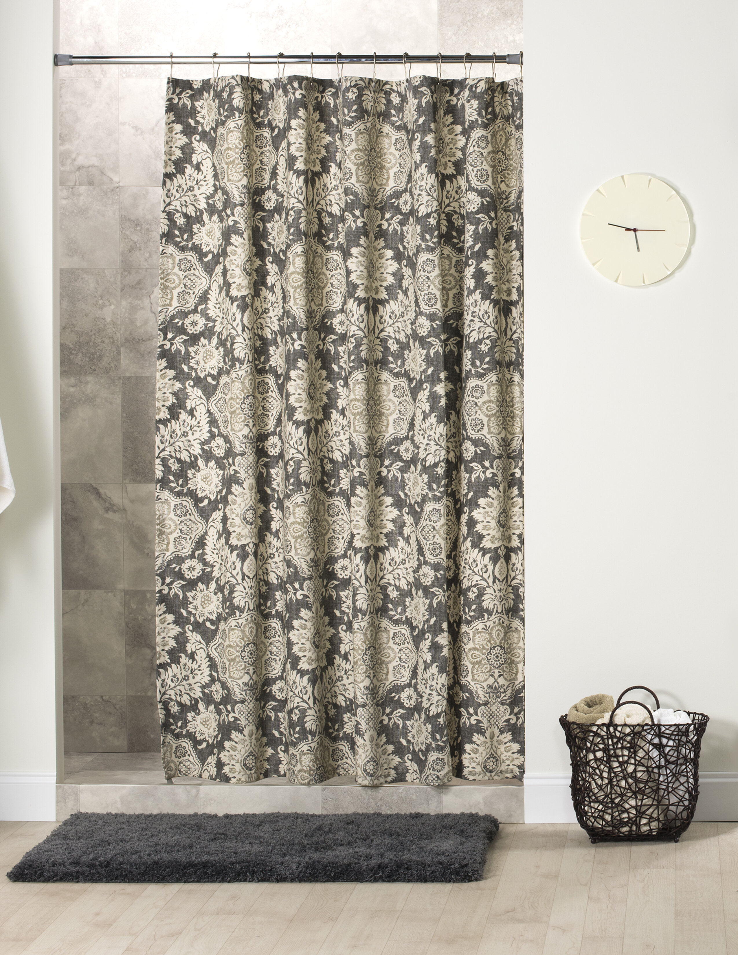 Shower Curtain Octopus Octopus Black Cream Damask Octopus