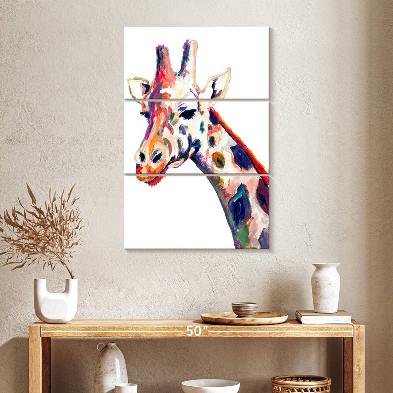 Brampt Colorful Giraffe On White, 32" H x 20" W